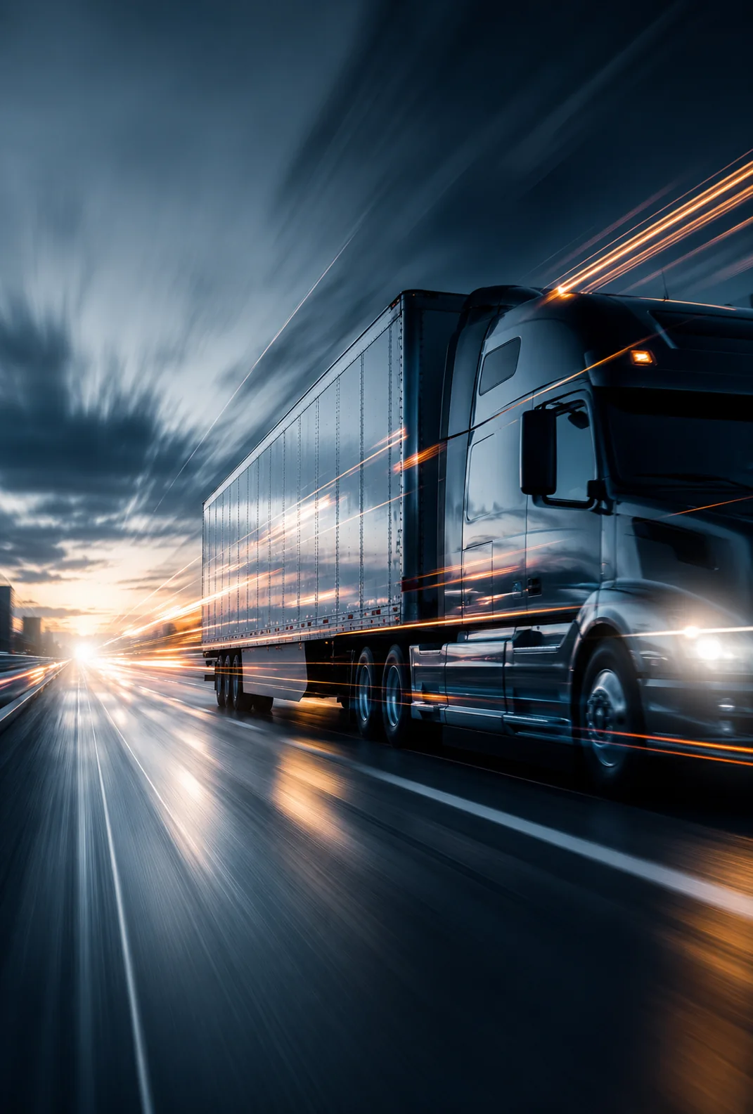 Freight truck transporting finished Sentry components